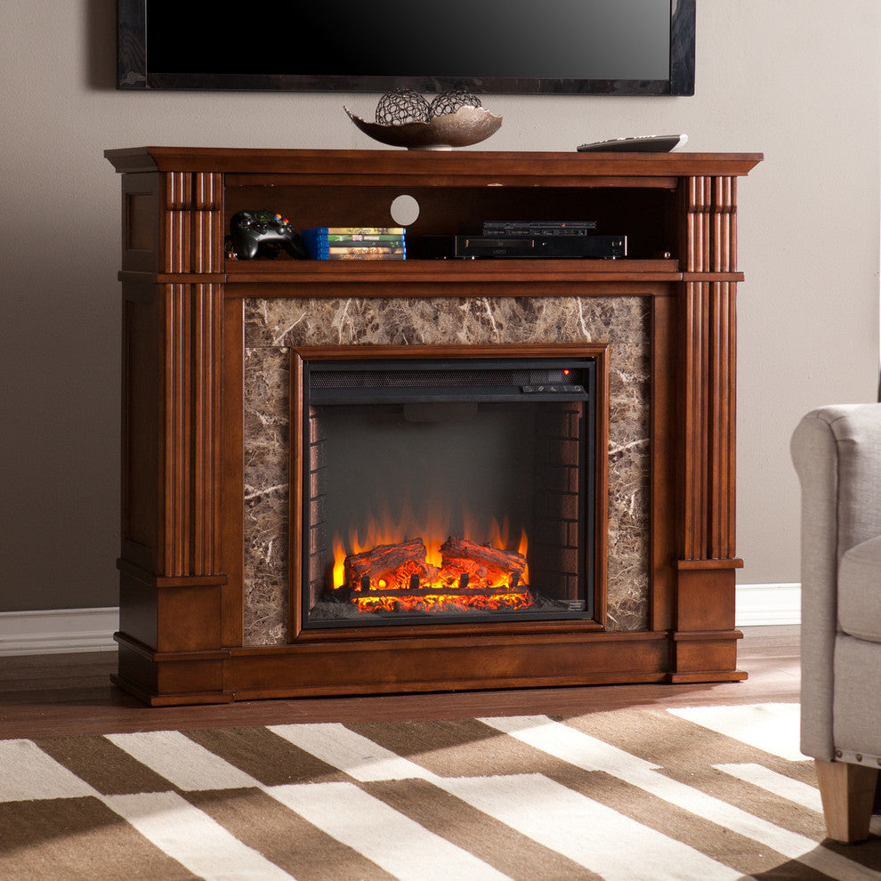 Aragon Faux Stone Electric Media Fireplace