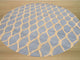 Hand-Tufted Wool Blue Transitional Geometric Chain-Link Rug, 6' Round
