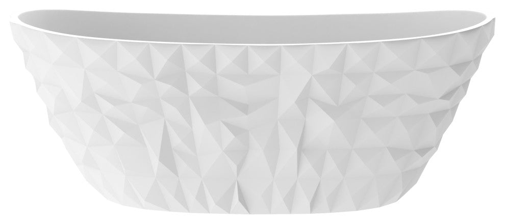 Knightsbrook 64" Freestanding Soaking Solid Surface Stone Resin Bathtub, White