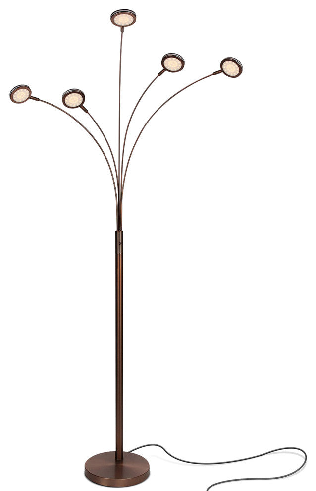 Brightech Orion 5 - Super Bright, Modern LED Arc Lamp, Oil Brushed Bro