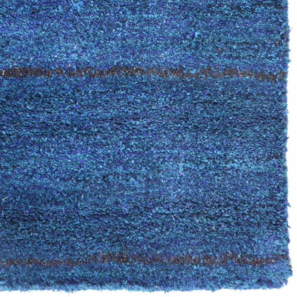 HAND KNOTTED LOOM SILK ECO-FRIENDLY AREA RUGS -6'x9',Rectangle,Blue,Contemporary