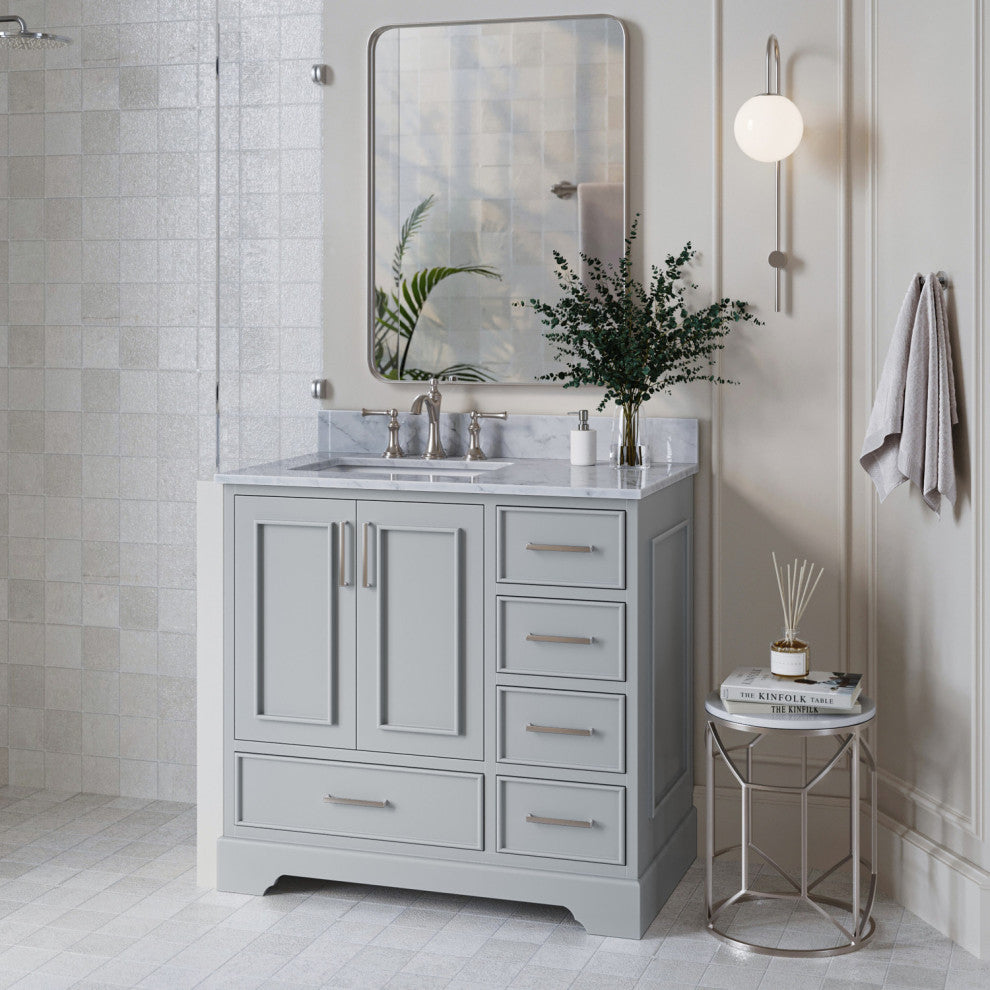 Ariel Stafford 37" Single Left Offset Rectangle Sink Bathroom Vanity