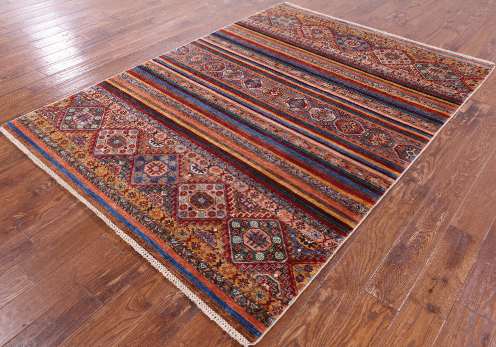 5' 7" X 7' 10" Khorjin Super Kazak Handmade Rug Q7443