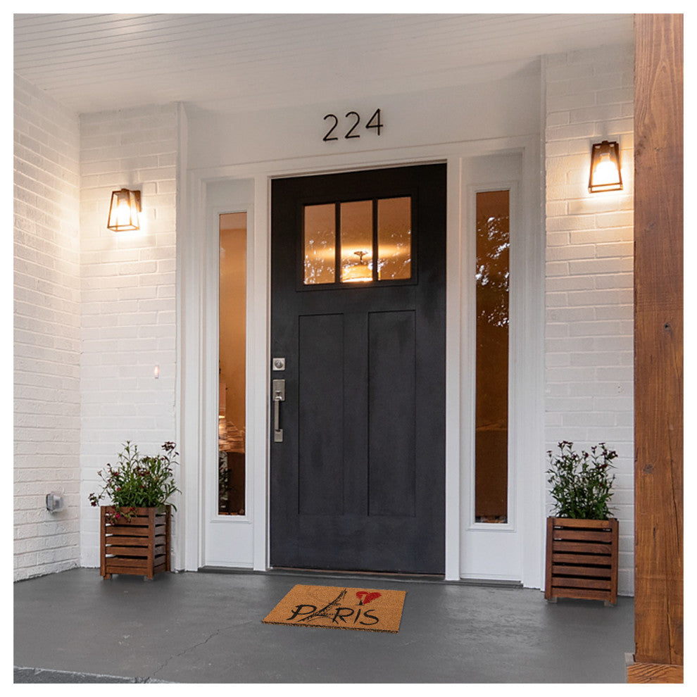 Sheltered Coconut Door Mat Printed, 24x16, Paris Eiffel