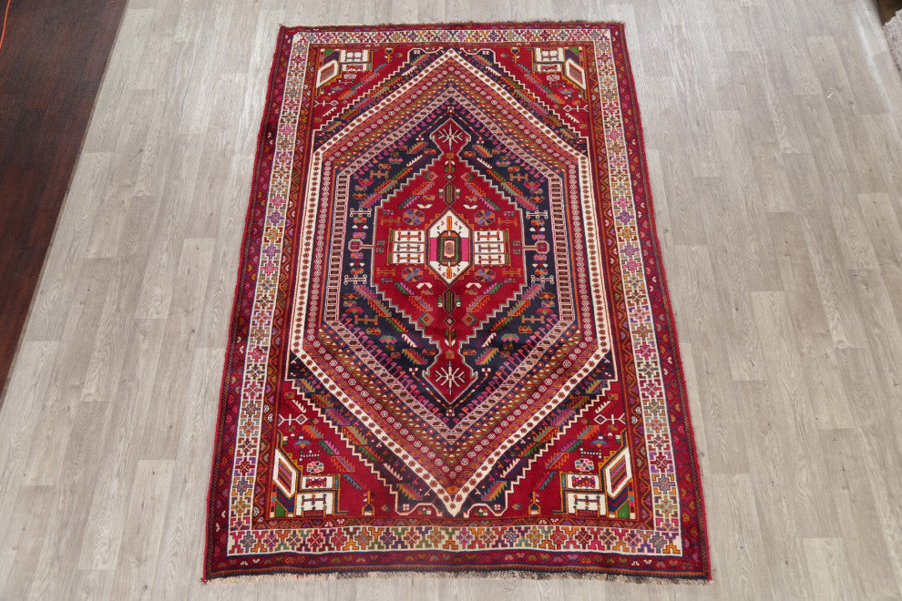 Consigned, Kashkoli Oriental Persian Traditional Hand-Knotted Area Rug, Red, 6x9