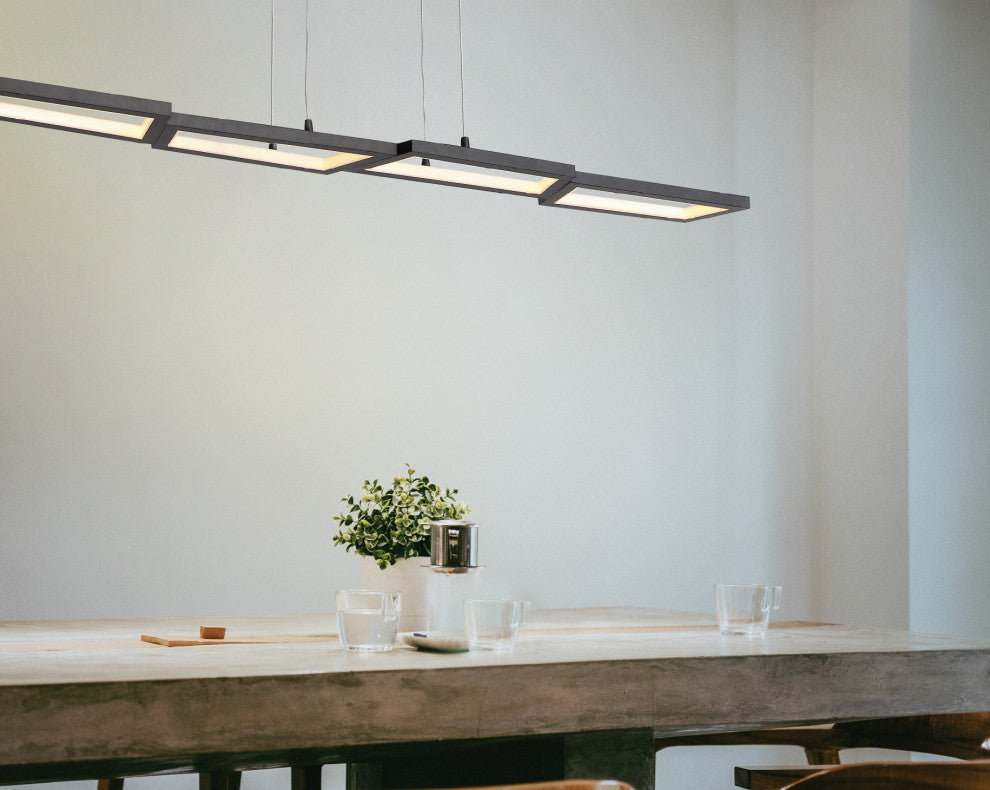 DALS Lighting 44" Linear Pendant, Dimmable, Black