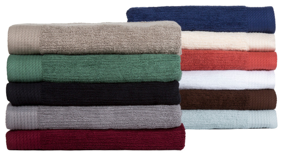 10-Piece Bath Towel Set 100% Cotton Ribbed Pile Absorbent Towels, Silver