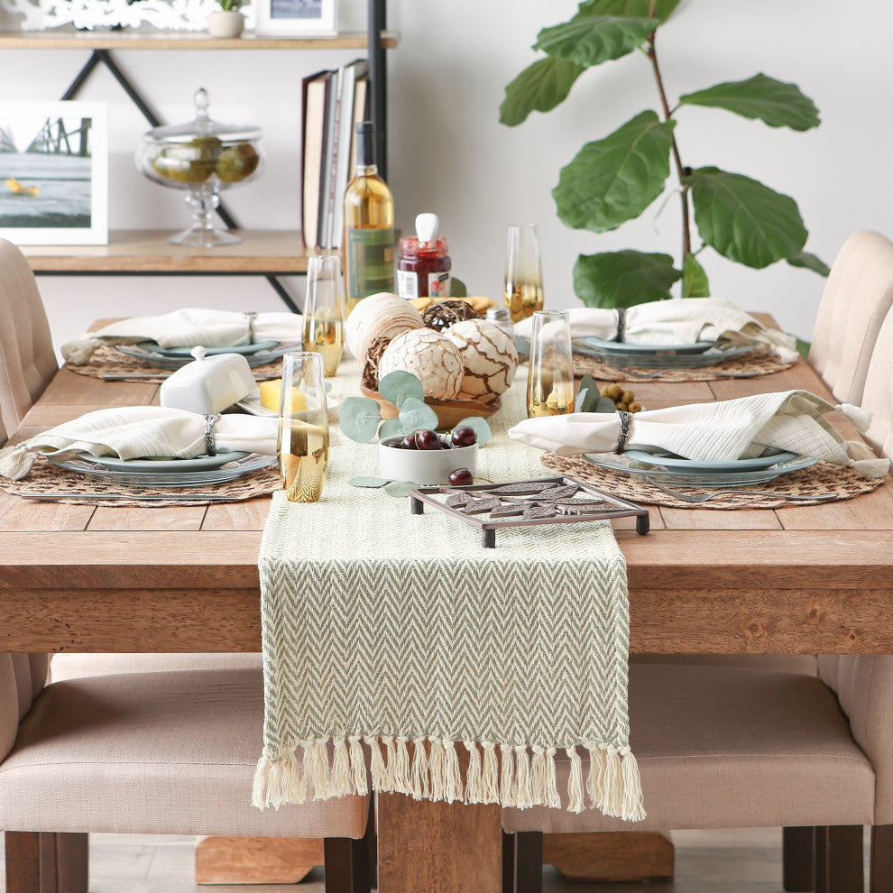 Artichoke Chevron Table Runner 15x108
