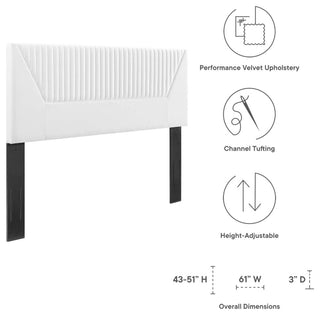 Patience Channel Tufted Performance Velvet Twin Headboard, White