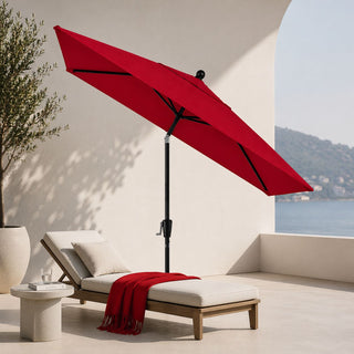 Pismo Dawn 9'x7' Rectangular Premium Push Tilt Market Umbrella, Black Frame, Joc