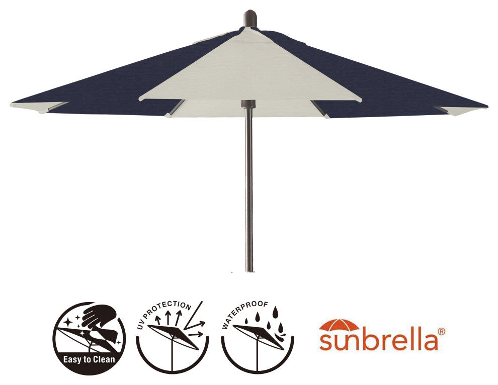 9' Round Universal Sunbrella Replacement Canopy, Navy/Natural Dual Panel