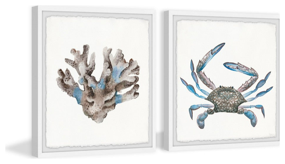 Luminous Crab and Coral Diptych, 36"x18"