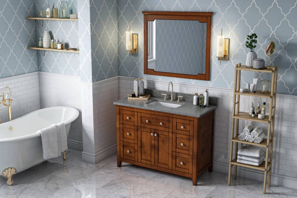Chatham Traditional 48" Chocolate Single Sink Vanity, Boulder Cultured Marble Va