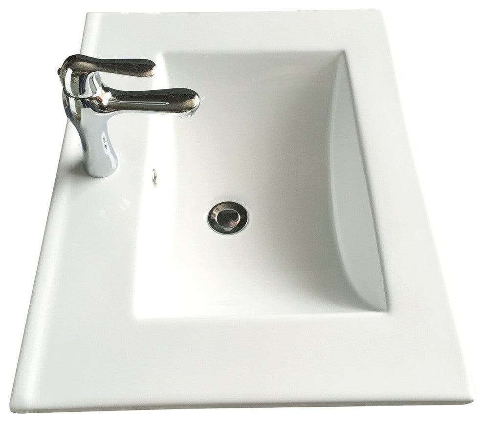 White Porcelain Drop In Sink with Chrome Faucet and Sink Drain Pack of 2