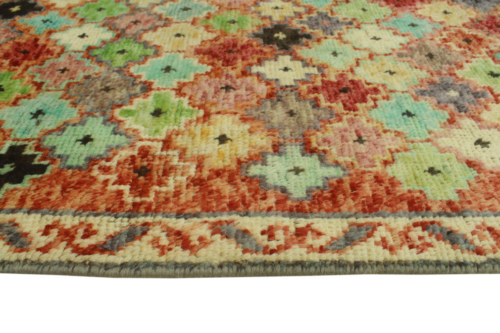 Balochi Dayron Purple/Green Rug, 4'0x5'10