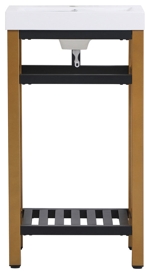 Home Living Single Bathroom Metal Vanity, Golden Black, 18"