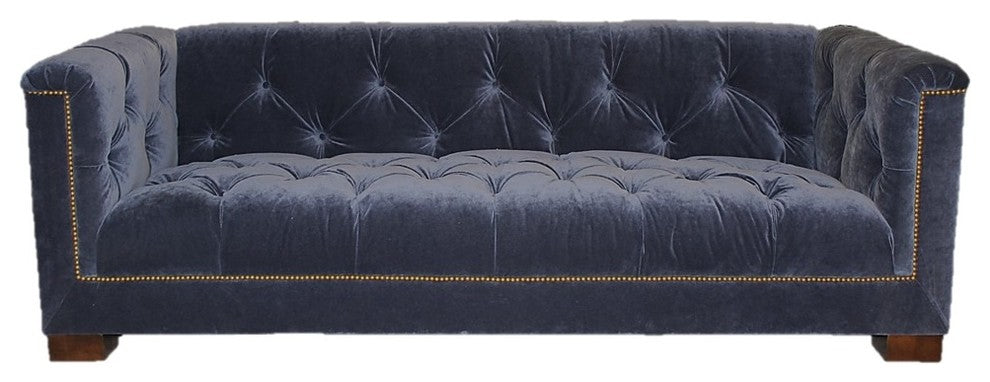 Guillaume Navy Performance Velvet Sofa, 96"