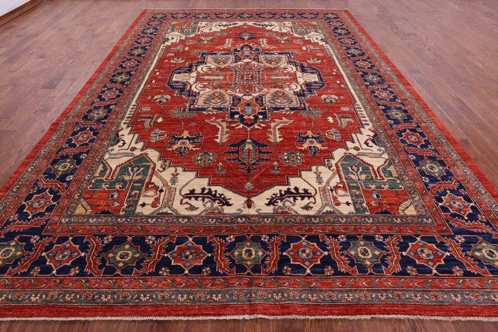 Persian Fine Serapi Hand Knotted Wool Rug 9' 9" X 13' 7" - Q12432