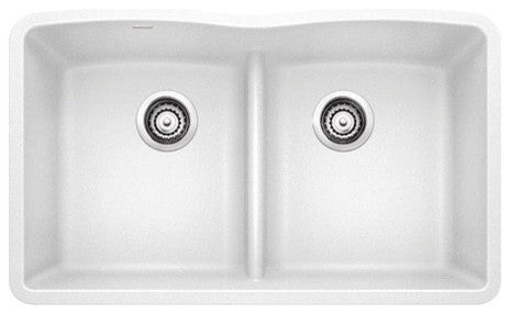 Blanco Diamond Silgranit Low-Divide Undermount Kitchen Sink, White
