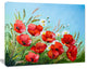 Poppies in Field against Blue Sky, Floral Canvas Art Print, 60"x28"