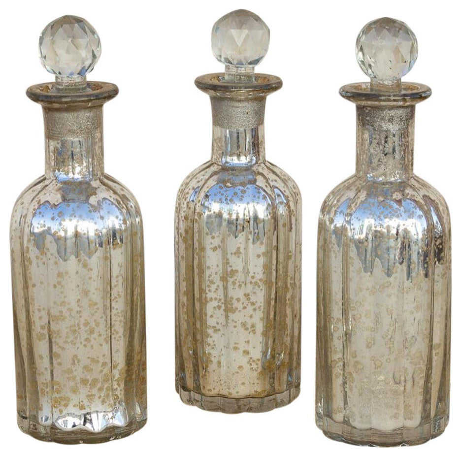 Apothecary Style Silvered Glass Bottle