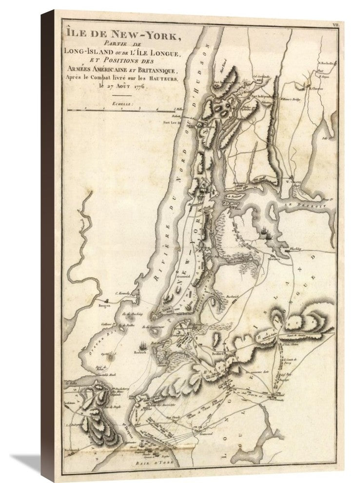 Ile De New York Et Positions Des Armees Americaine Et Britannique, 1776, 19"x30"