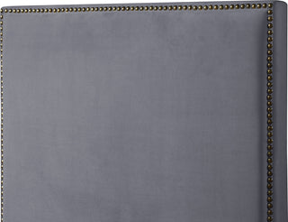 Harlie Velvet Upholstered Bed, Gray, Full