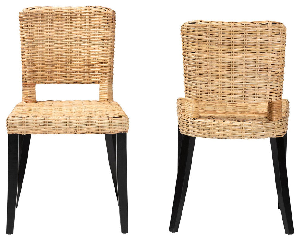 Karina Rattan Dining Chairs, Set of 2, Dark Brown