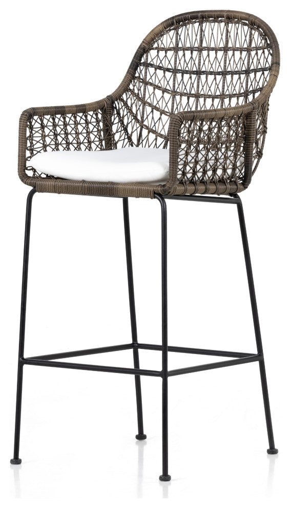 Bandera Outdoor Stool WithCshn-Grey-Bar