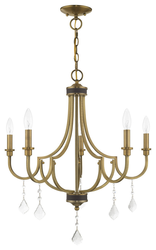 Transitional Chandelier, Antique Brass