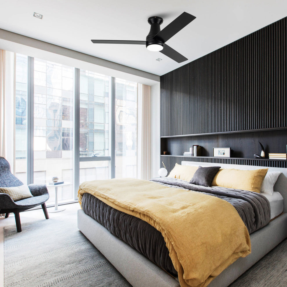 48-inch Modern 3CCT LED Black Ceiling Fan with Remote