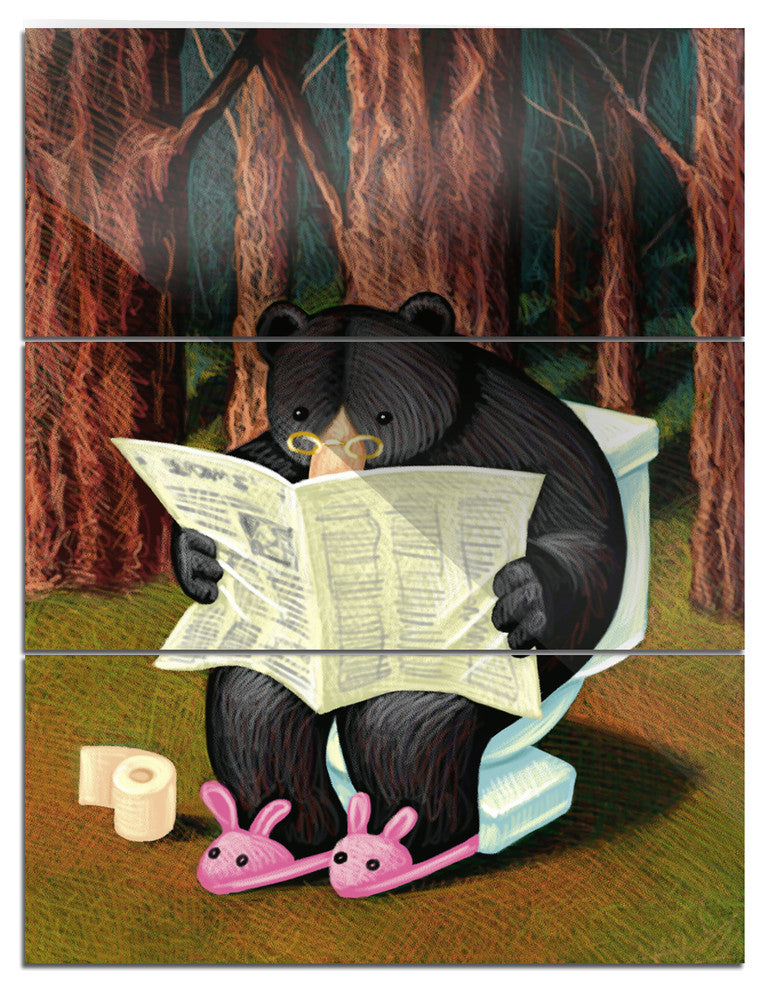 "Bear in the Woods" Digital Metal Wall Art, 3 Panels, 28"x36"