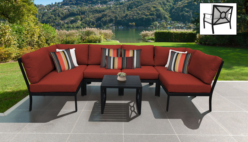 kathy ireland Madison Ave. 7 Piece Aluminum Patio Furniture Set 07c, Cinnamon