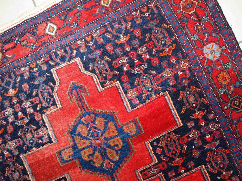 Handmade Vintage Persian Senneh Rug, 3.9'x5.5', 119cmx169cm 1960s