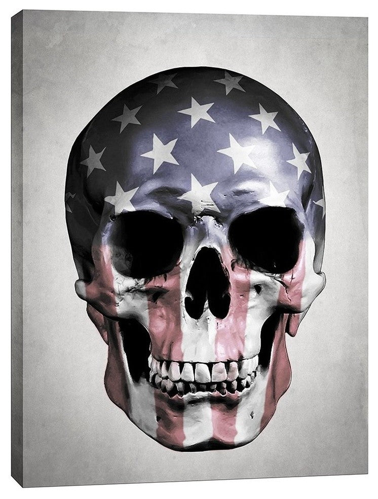 Cortesi Home "American Skull-Gray" by Nicklas Gustafsson, Giclee Canvas, 40"x54"