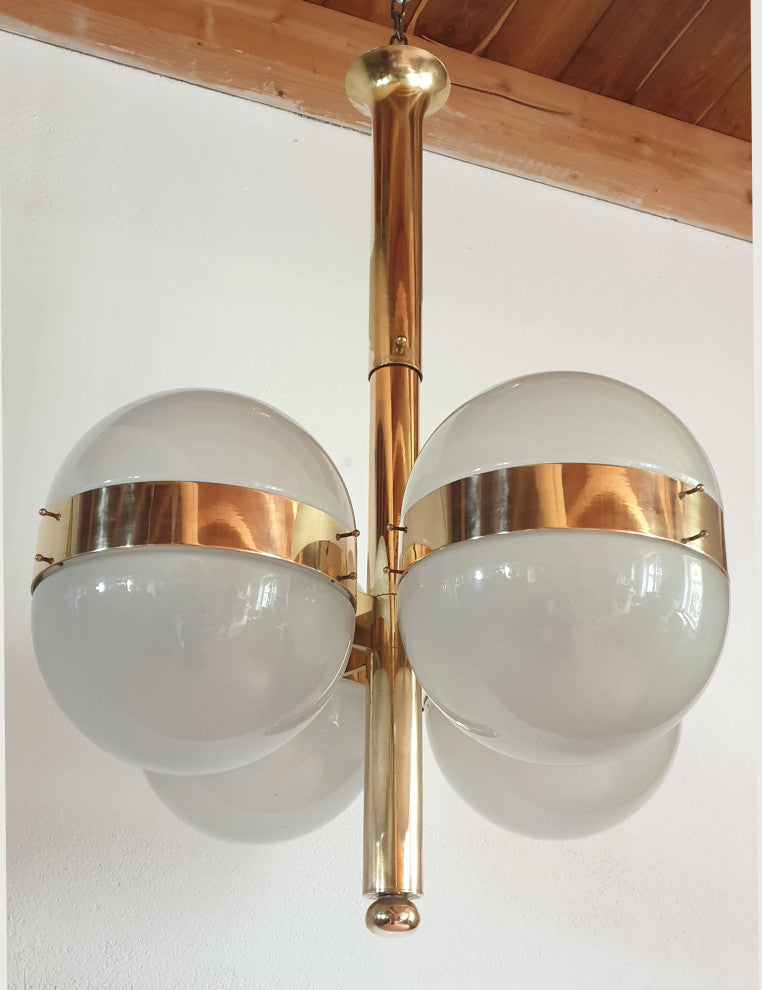Large Mid-Century Modern "Tetraclio" Chandelier