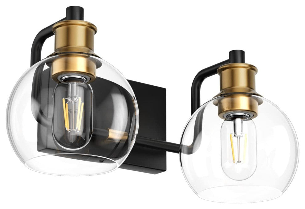 2 Light Vintage Bathroom Wall Sconce Farmhouse Glass Wall Light Over Mirror