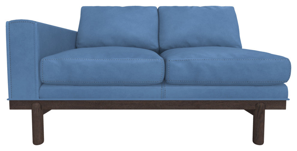 Cantor Left Arm Leather Sofa, Finish: Ebony, Leather: Indigo Mist