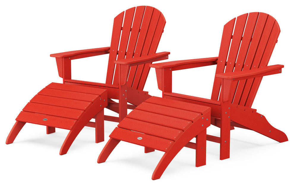 Polywood South Beach 4-Piece Adirondack Set, Sunset Red