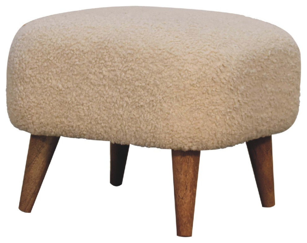 Boucle Cream Square Footstool