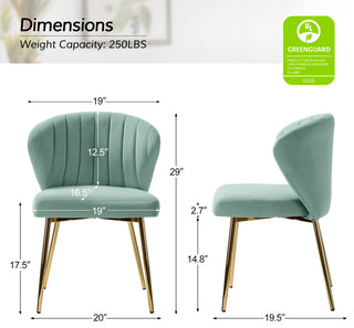 Luna Contemporary Side Chair With Tufted Back, Sage