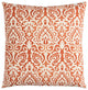 Orange White Distressed Damask Throw Pillow