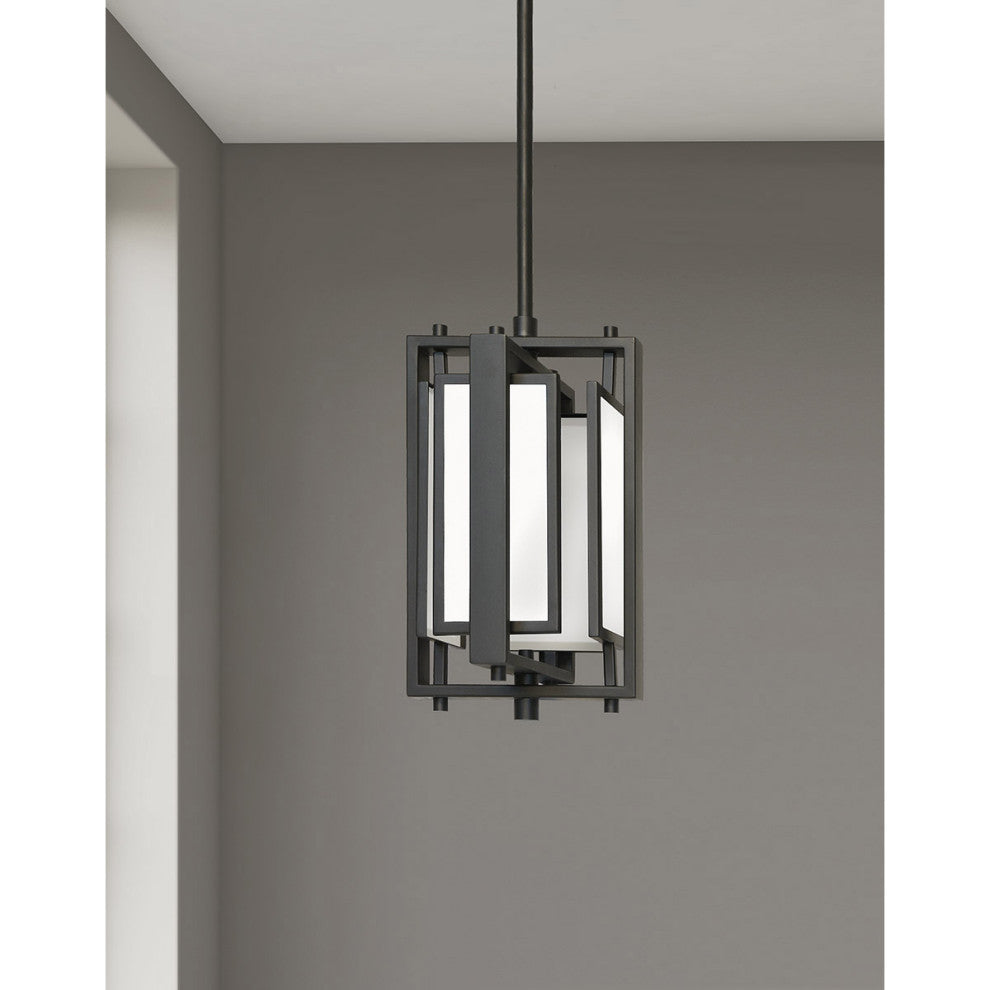 Parallel 9.5"� 1-Light Metal Pendant Light, Frosted White Glass