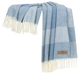 Hampton Plaid Italian Herringbone Throw, Chambray