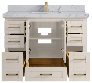Boston 48" Single Sink Bath Vanity in Fine Grain 2" Venatino Quartz