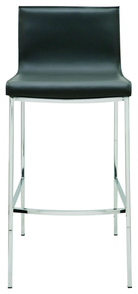 Colter Leather Stool, Black, Bar Height