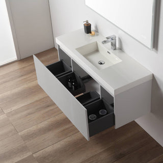 Floating Bathroom Vanity with Sink, Wall Mounted Vanity, Grey, 48" W/ Single Sink