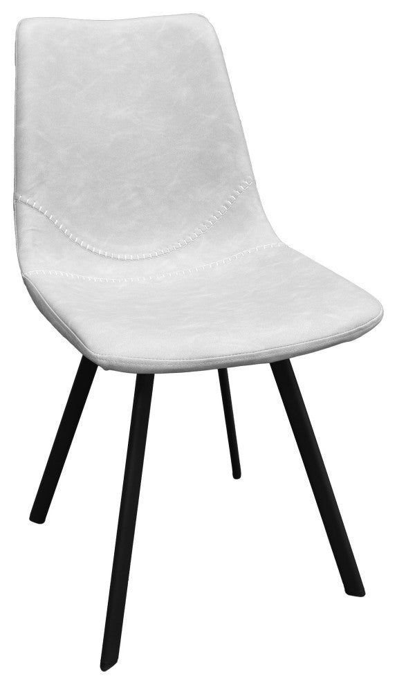 Markley Modern Leather Dining Chair With Metal Legs Set of 2, Light Gray