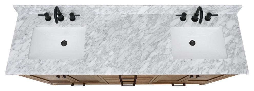 Avanity Modero 72" Double Vanity Combo, Brushed Oak and Carrara White Top