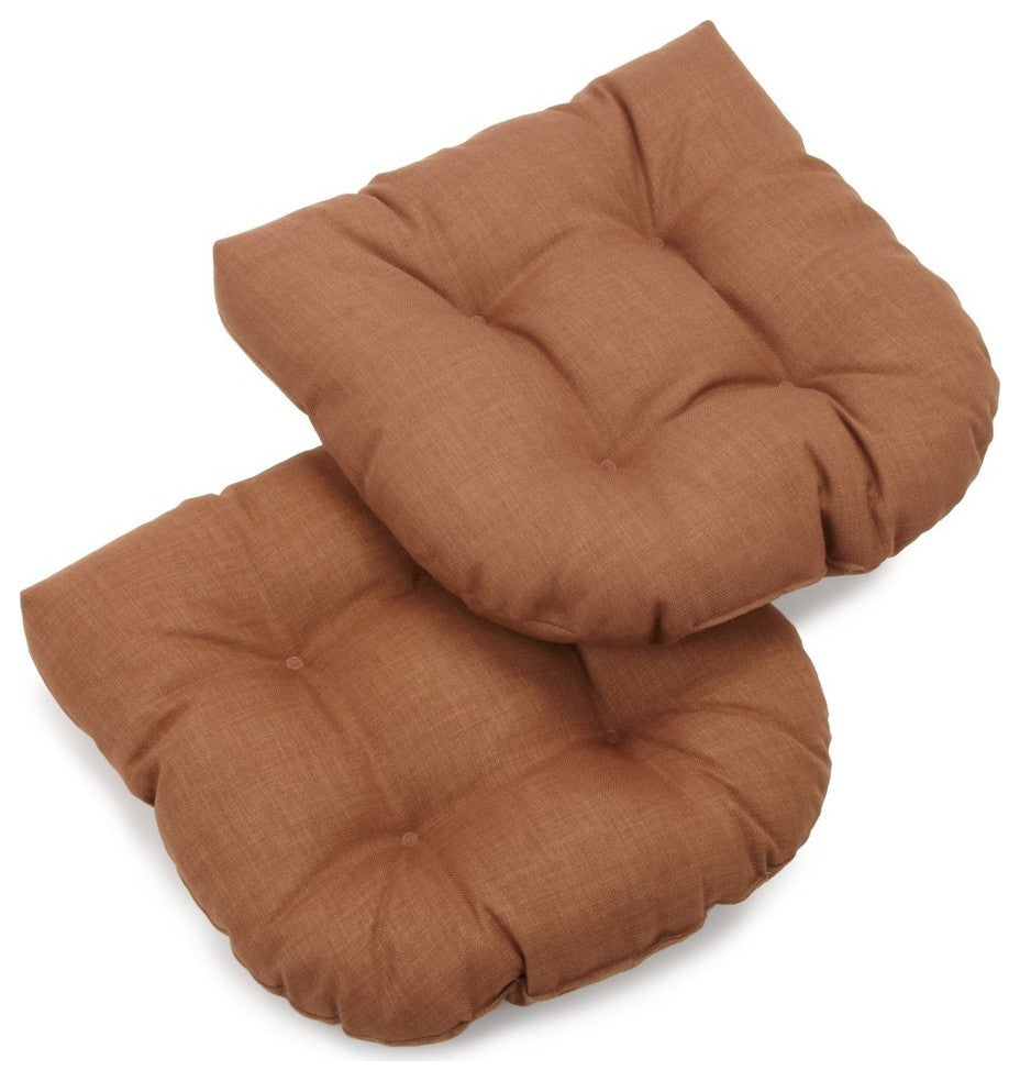 19" U-Shaped Spun Polyester Tufted Dining Chair Cushion, Set of 2, Mocha
